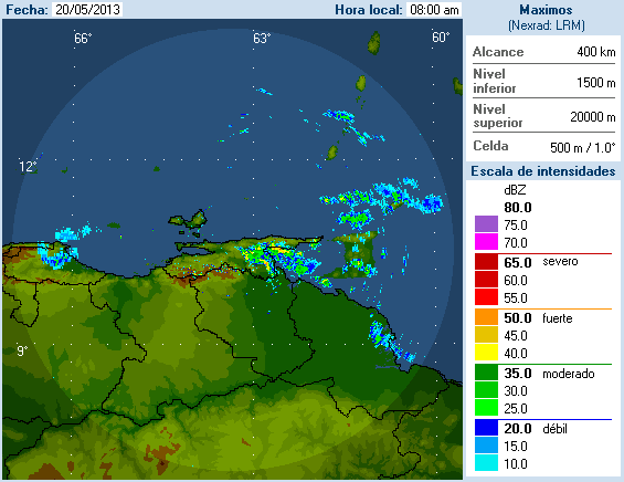 Imagen de radar muestra las lluvias asociadas al sistema
