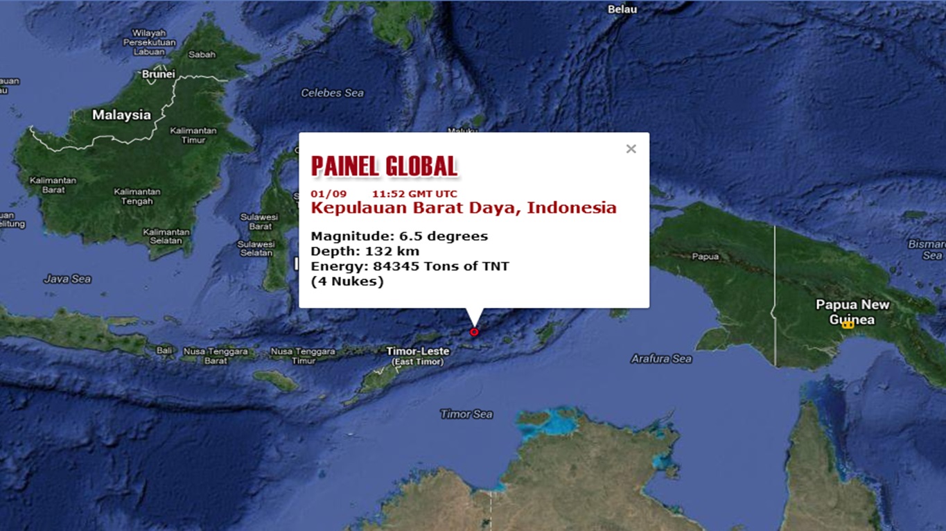 Sismo M 6.5 VERY STRONG. Kepulauan Barat Daya, Indonesia